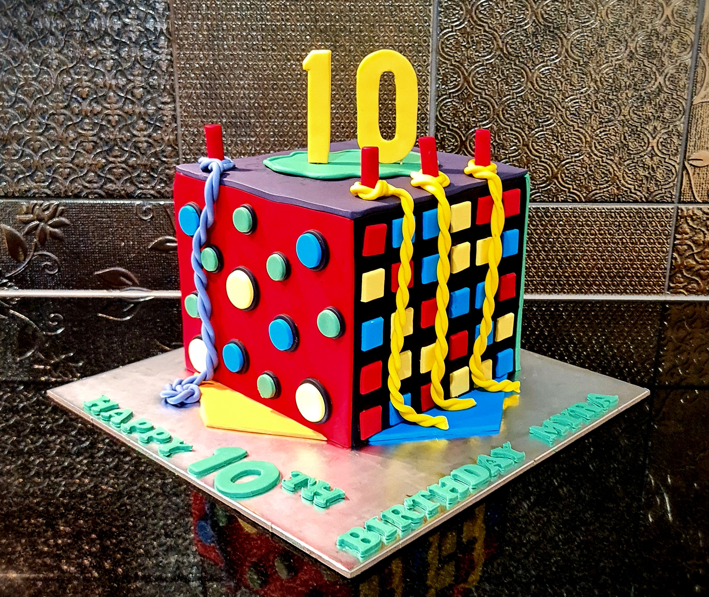Abstract 3D Cube Cake for Anna's 10th Birthday modern celebration