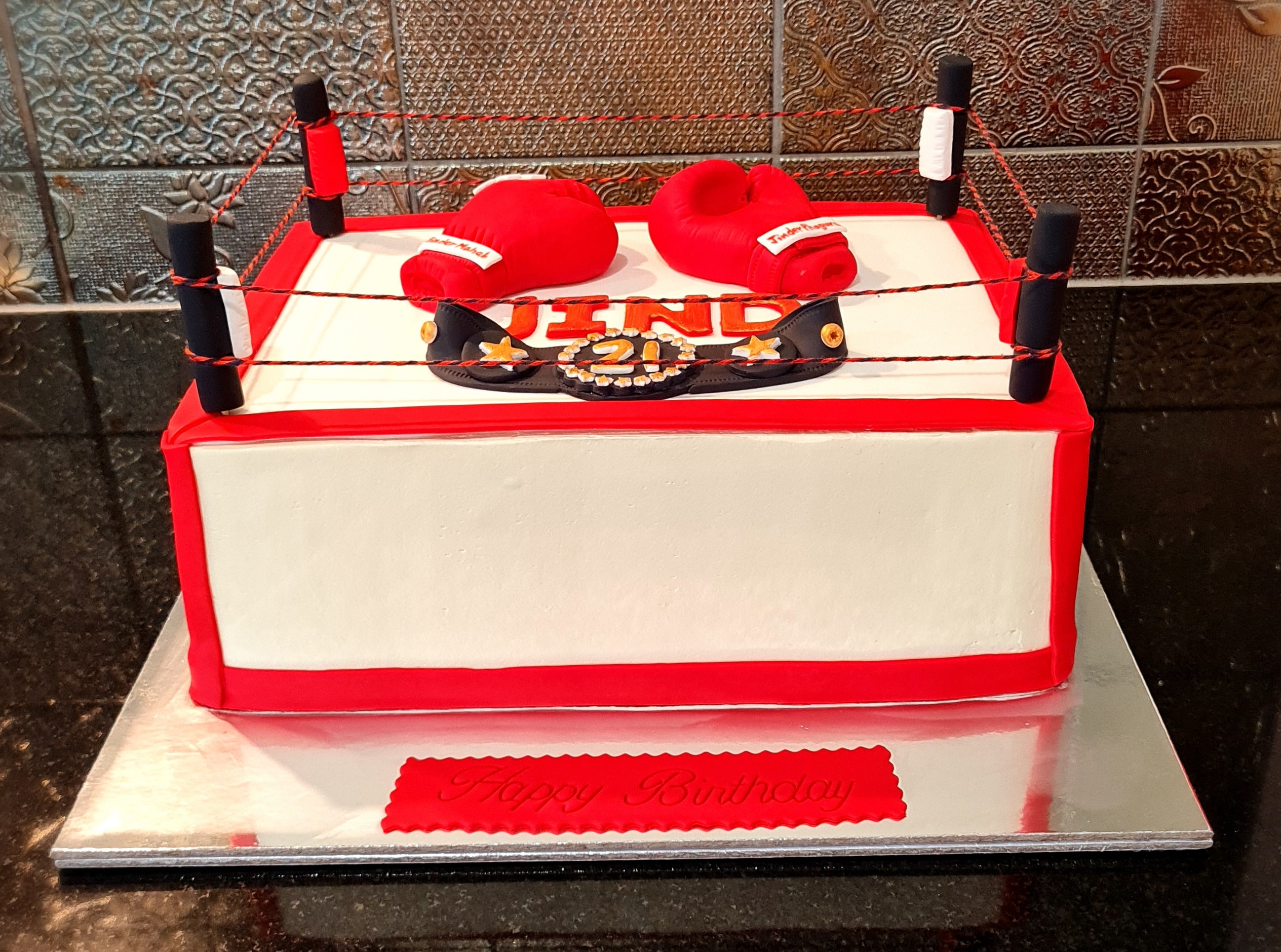Boxing Ring Themed Cake for Jind's 21st Birthday milestone celebration