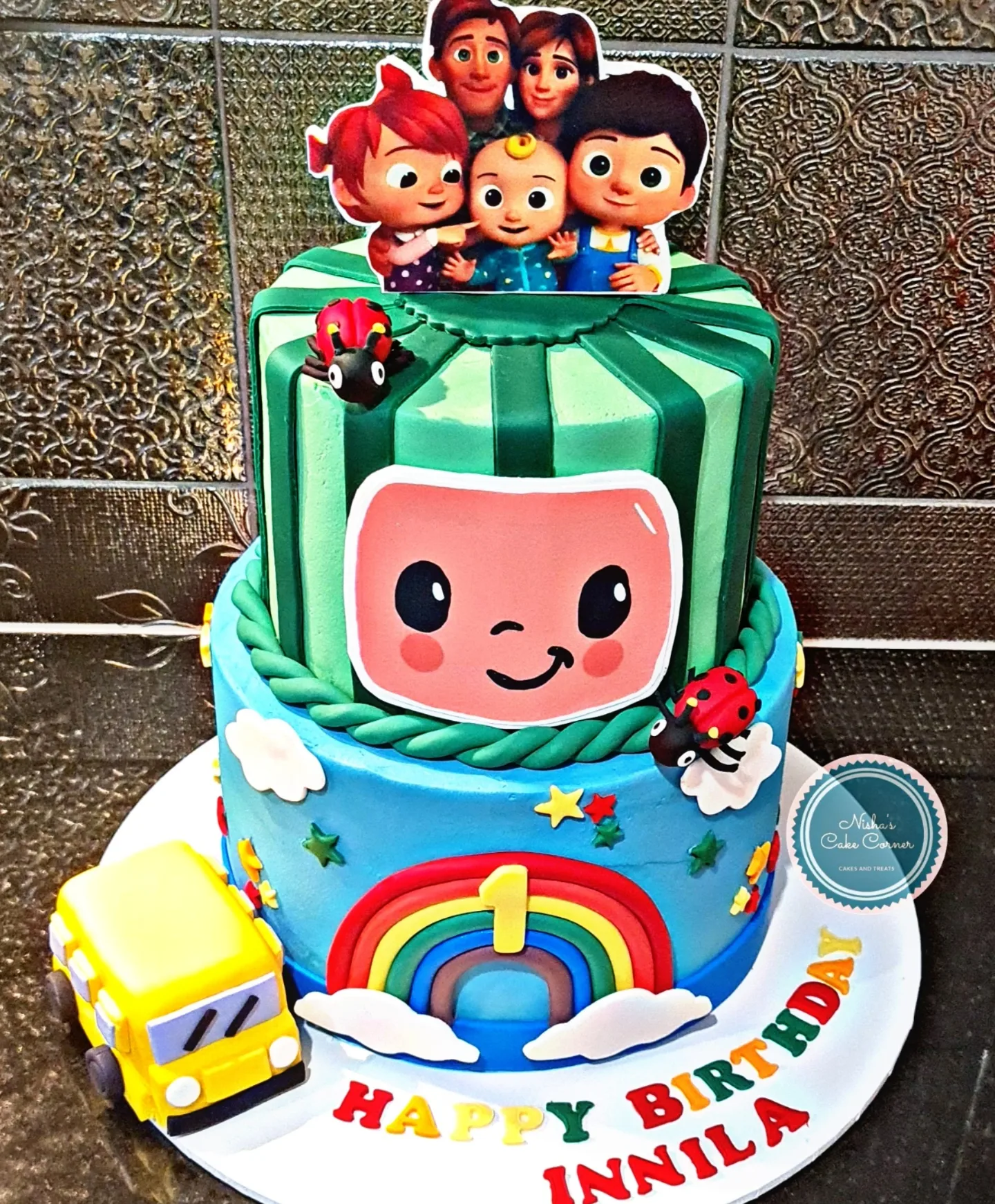 Cocomelon Themed Birthday Cake for Innila's celebration
