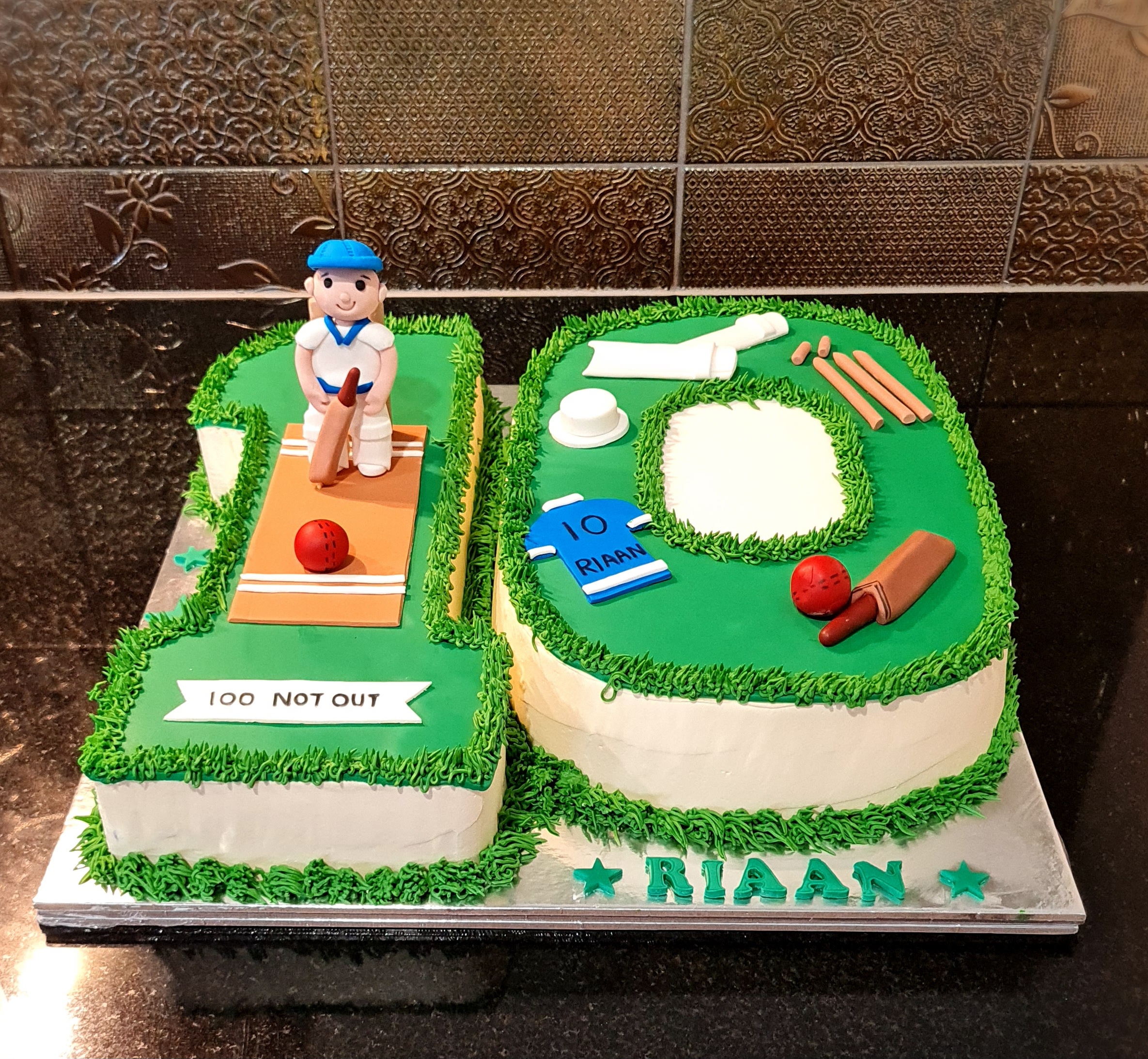 Cricket Themed Number 10 Cake for Birthday sports celebration