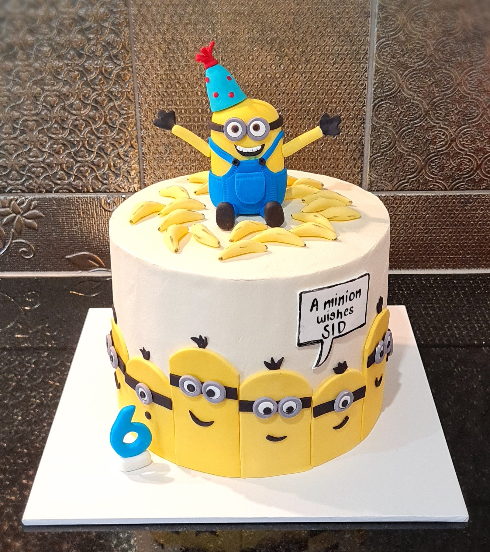 Minion Themed Cake for Sid's 6th Birthday celebration